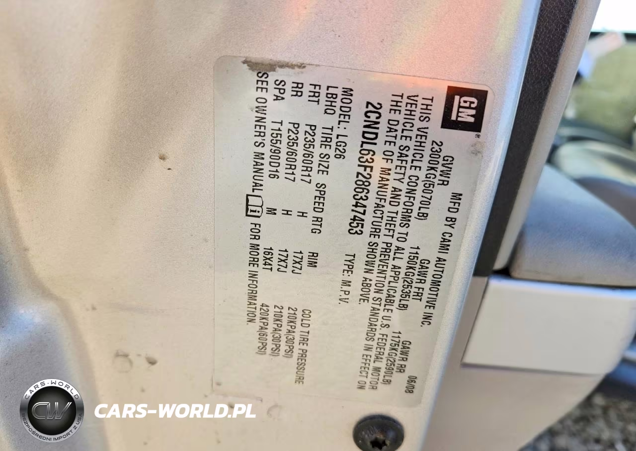 2008 Chevrolet Equinox Lt VIN:2CNDL63F286347453 - 14