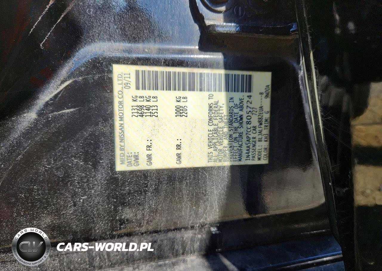 2012 Nissan Maxima VIN:1N4AA5AP7CC805724 - 12