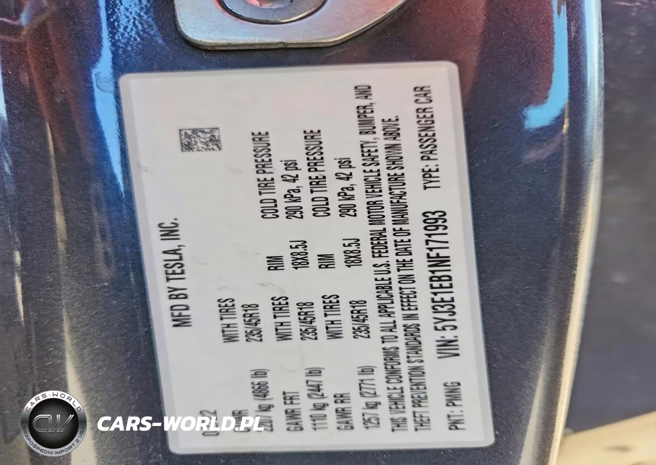 2022 Tesla Model 3 VIN:5YJ3E1EB1NF171993 - 12