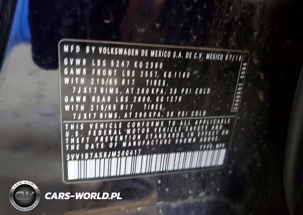 2018 Volkswagen Tiguan S VIN:3VV1B7AX8JM200417 - 13