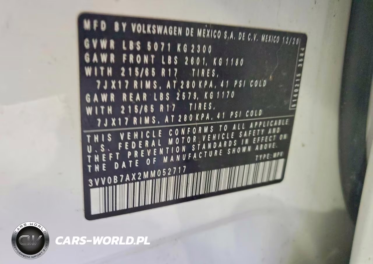 2021 Volkswagen Tiguan S VIN:3VV0B7AX2MM052717 - 13
