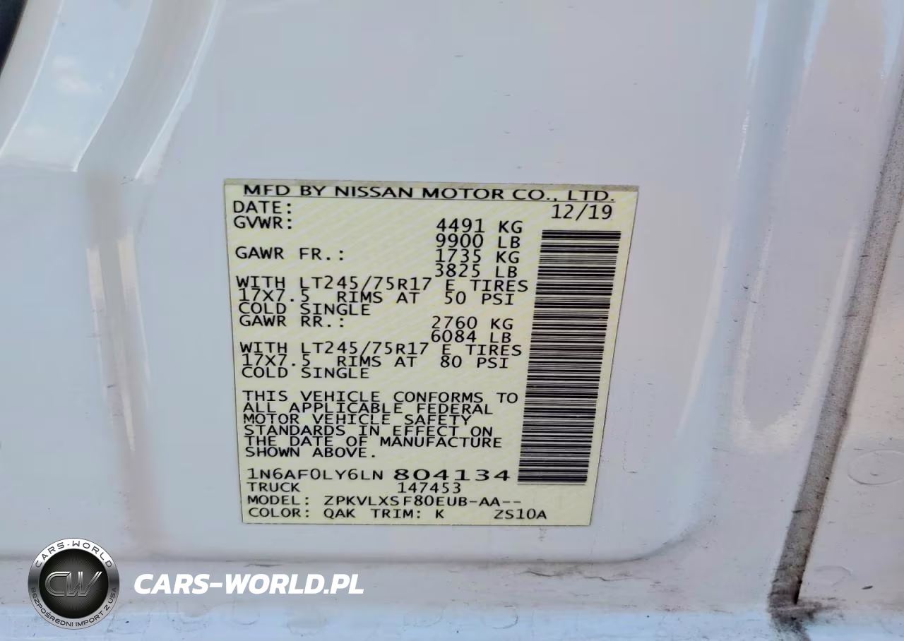 2020 Nissan Nv 3500 Hd Sv VIN:1N6AF0LY6LN804134 - 14