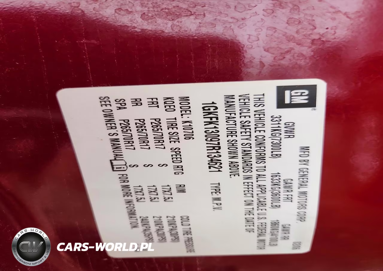 2007 GMC Yukon VIN:1GKFK13097R134621 - 13