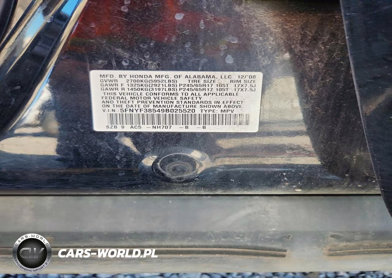2009 Honda Pilot Exl VIN:5FNYF38549B025520 - 13