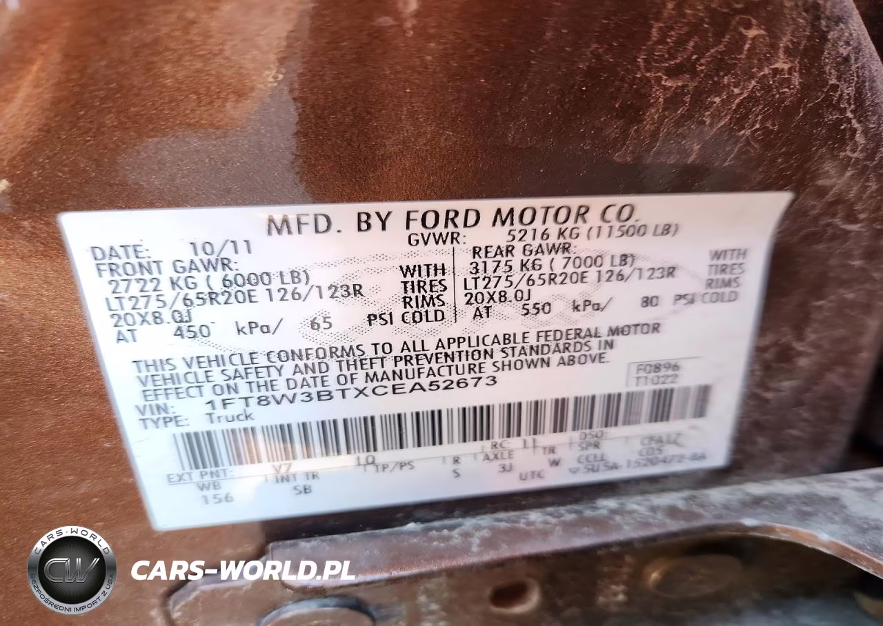 2012 Ford F350 Super Duty VIN:1FT8W3BTXCEA52673 - 12