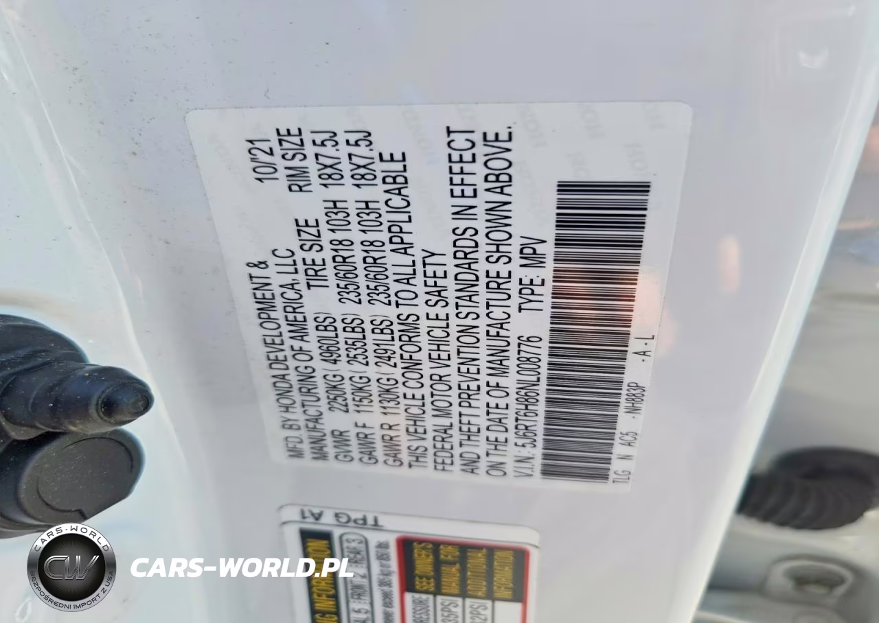 2022 Honda Cr-V Exl VIN:5J6RT6H86NL008776 - 13