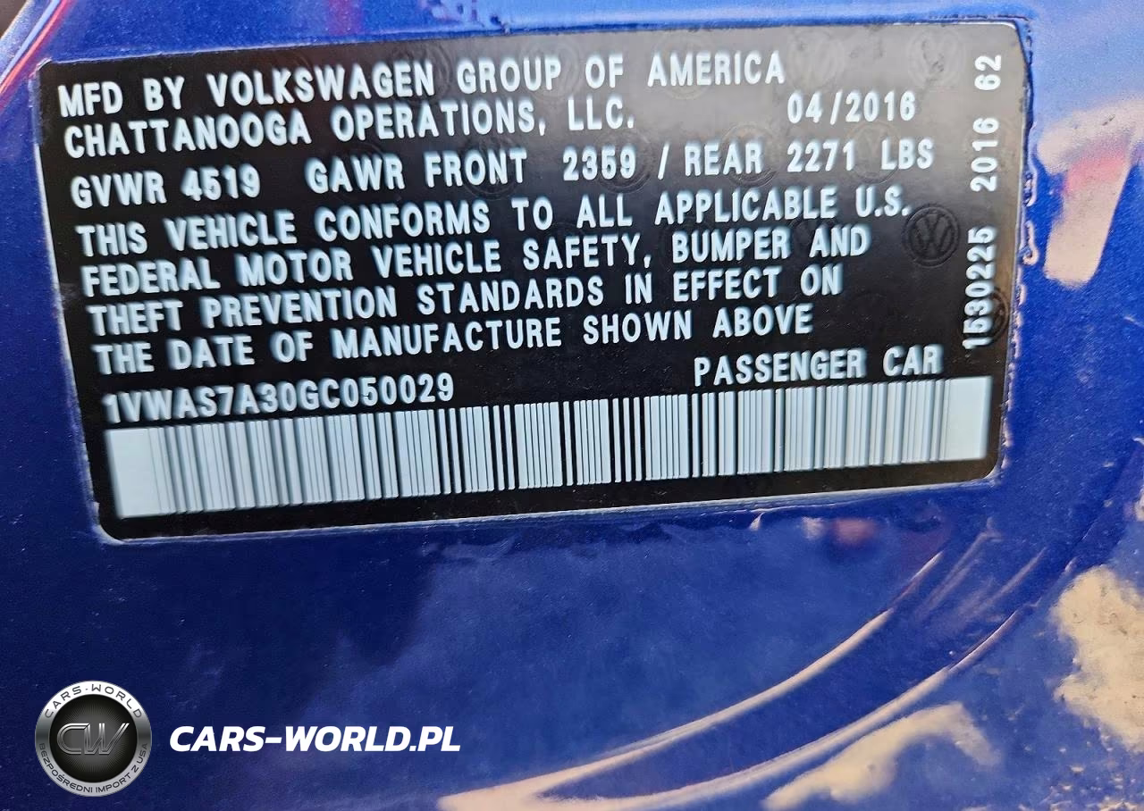 2016 Volkswagen Passat S VIN:1VWAS7A30GC050029 - 12