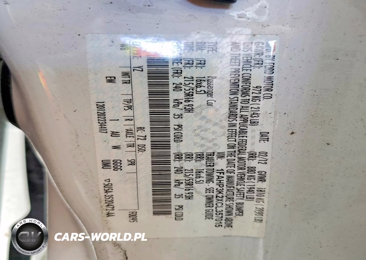 2012 Ford Focus Se VIN:1FAHP3K2XCL357015 - 12