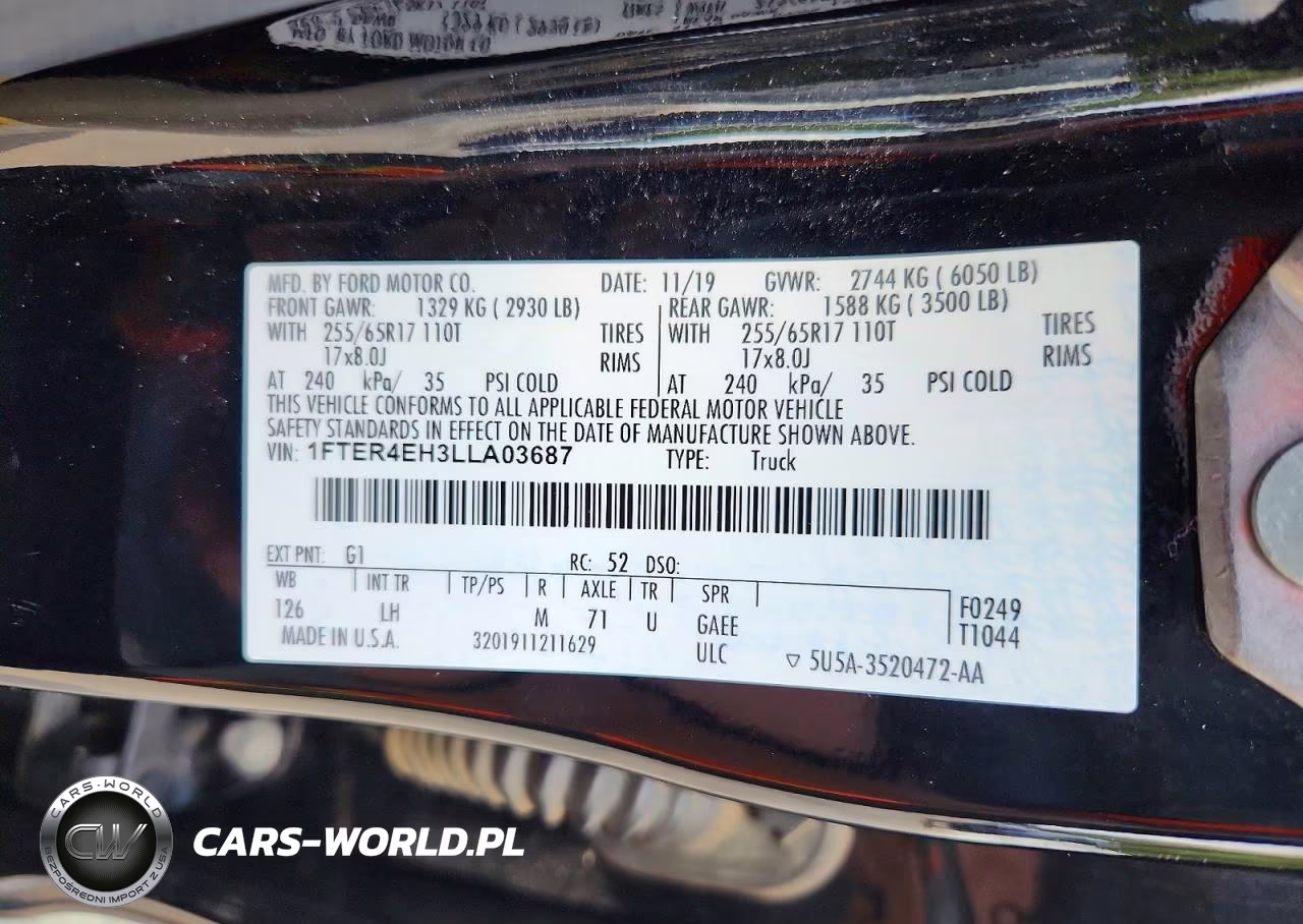 2020 Ford Ranger Xl VIN:1FTER4EH3LLA03687 - 12