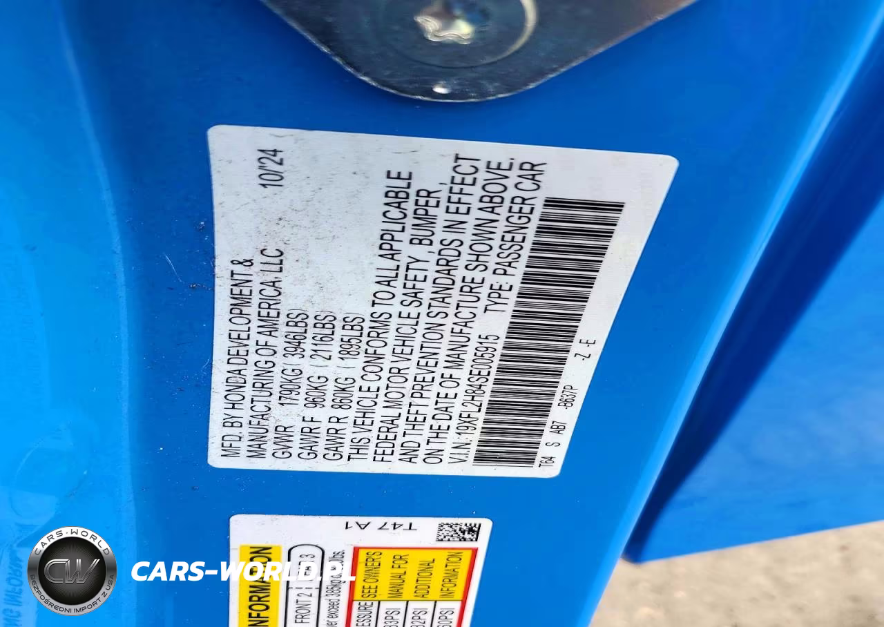 2025 Honda Civic Sport VIN:19XFL2H84SE005915 - 12