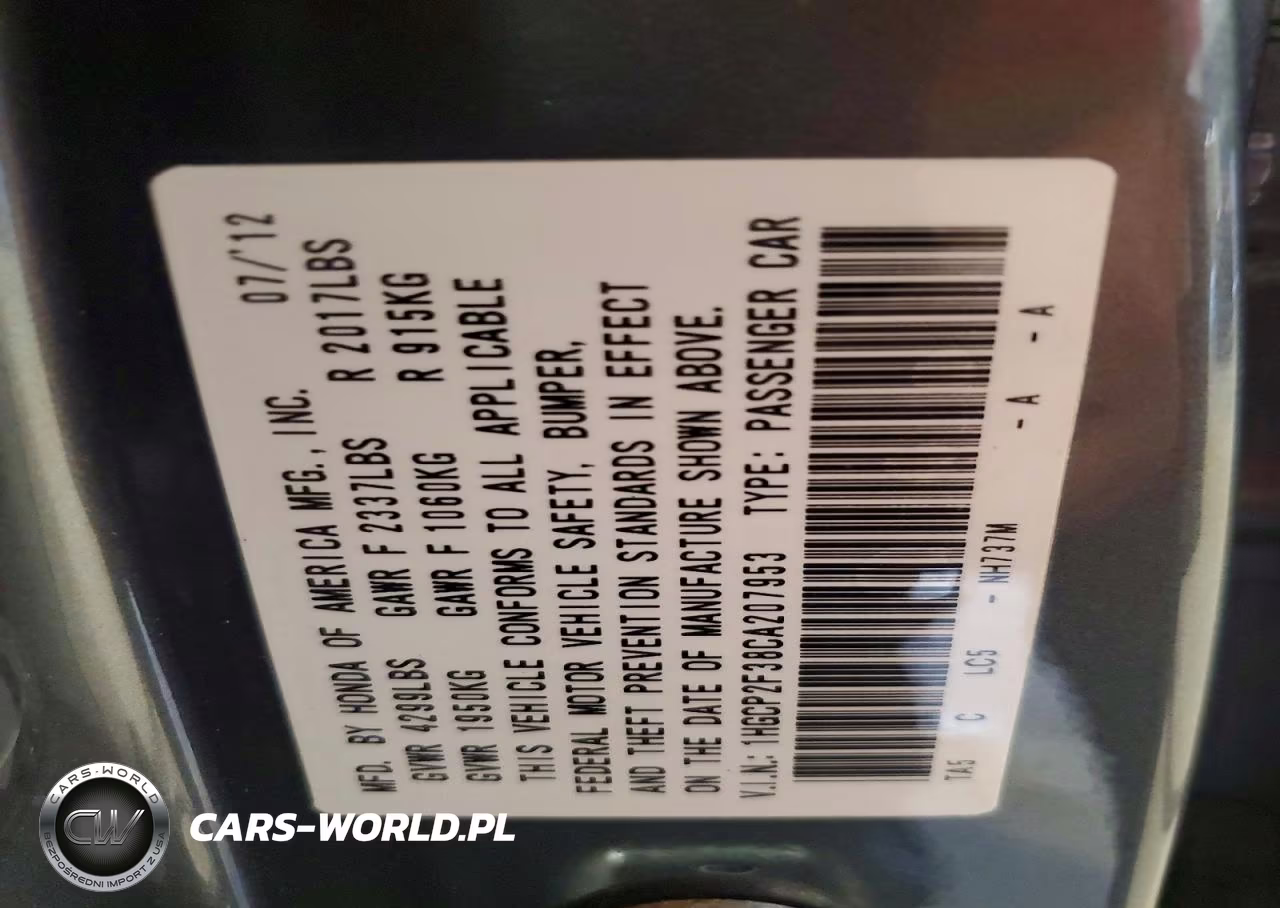 2012 Honda Accord Lx VIN:1HGCP2F38CA207953 - 12