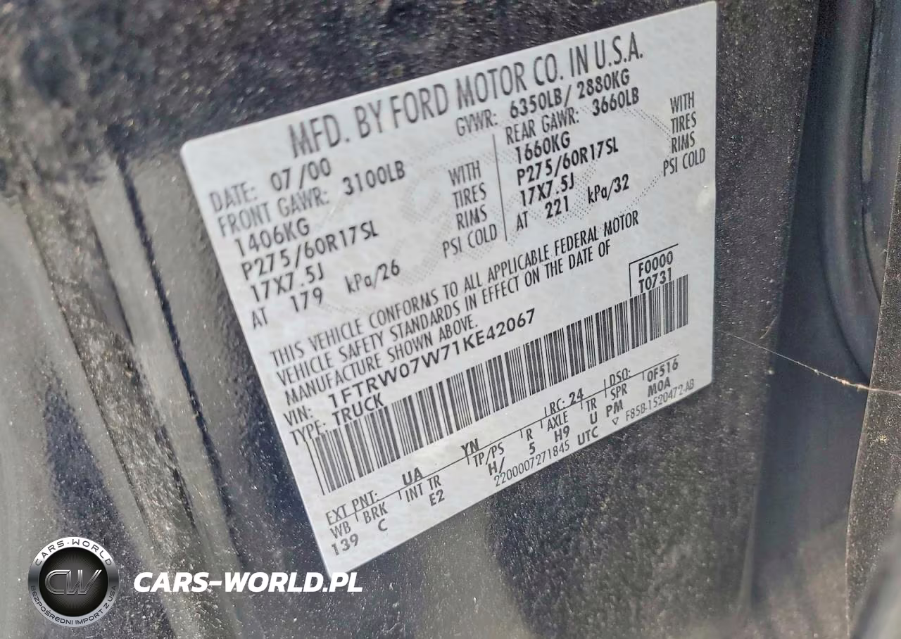 2001 Ford F150 Supercrew VIN:1FTRW07W71KE42067 - 12