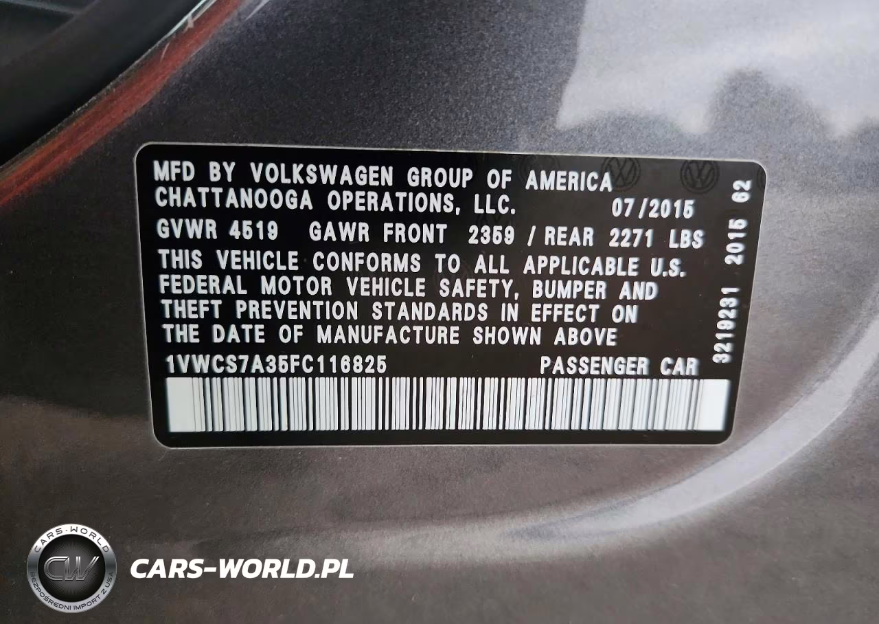 2015 Volkswagen Passat Sel VIN:1VWCS7A35FC116825 - 13