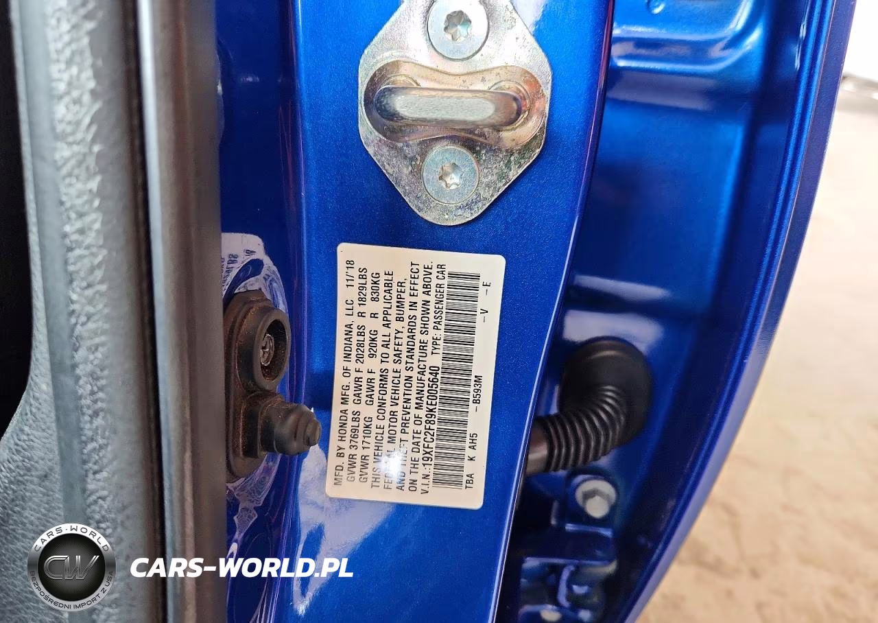 2019 Honda Civic Sport VIN:19XFC2F89KE005640 - 12