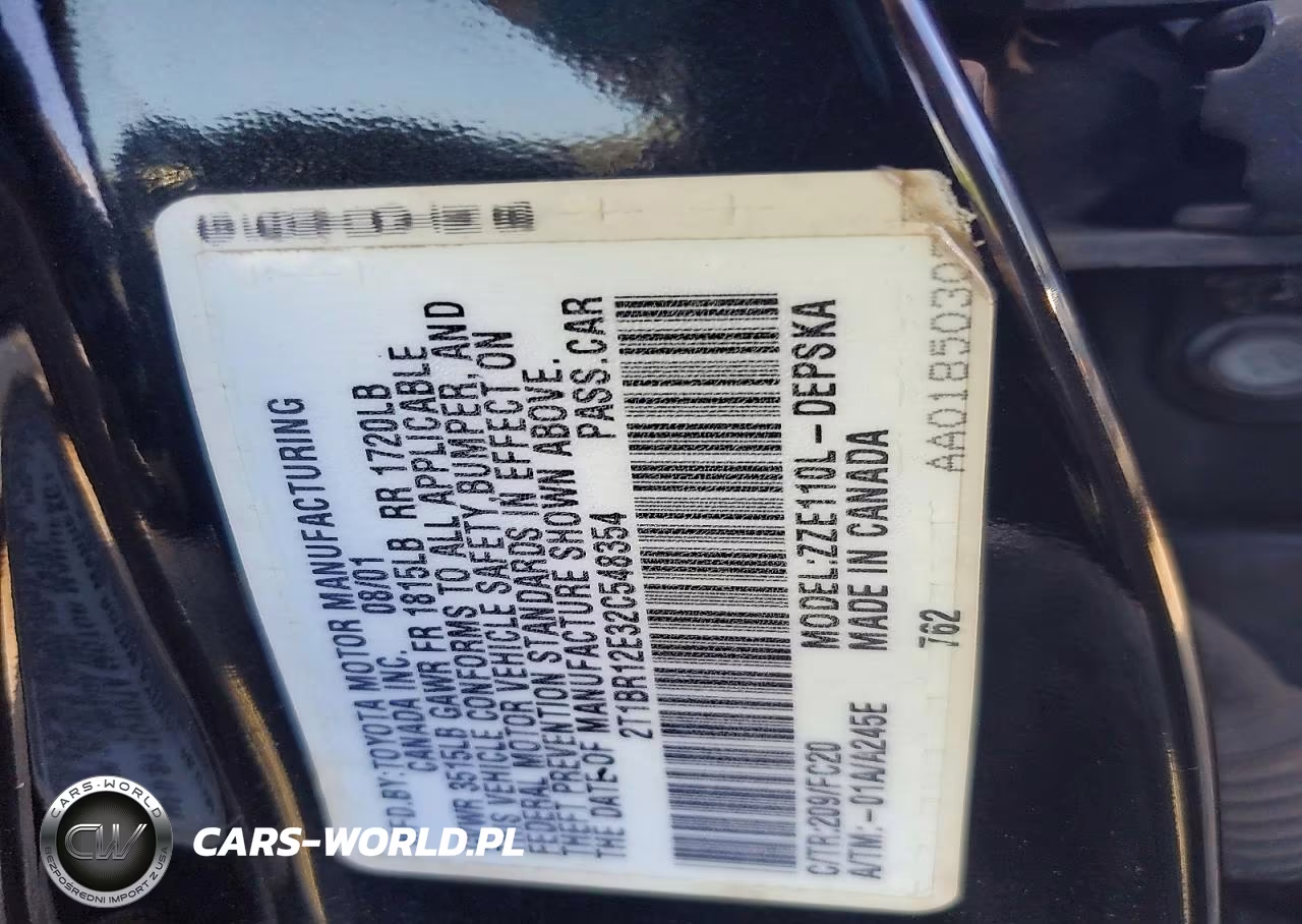 2002 Toyota Corolla S VIN:2T1BR12E32C548354 - 12