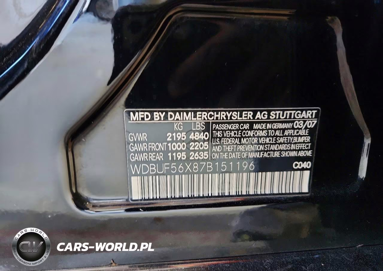 2007 Mercedes-Benz E 350 VIN:WDBUF56X87B151196 - 12