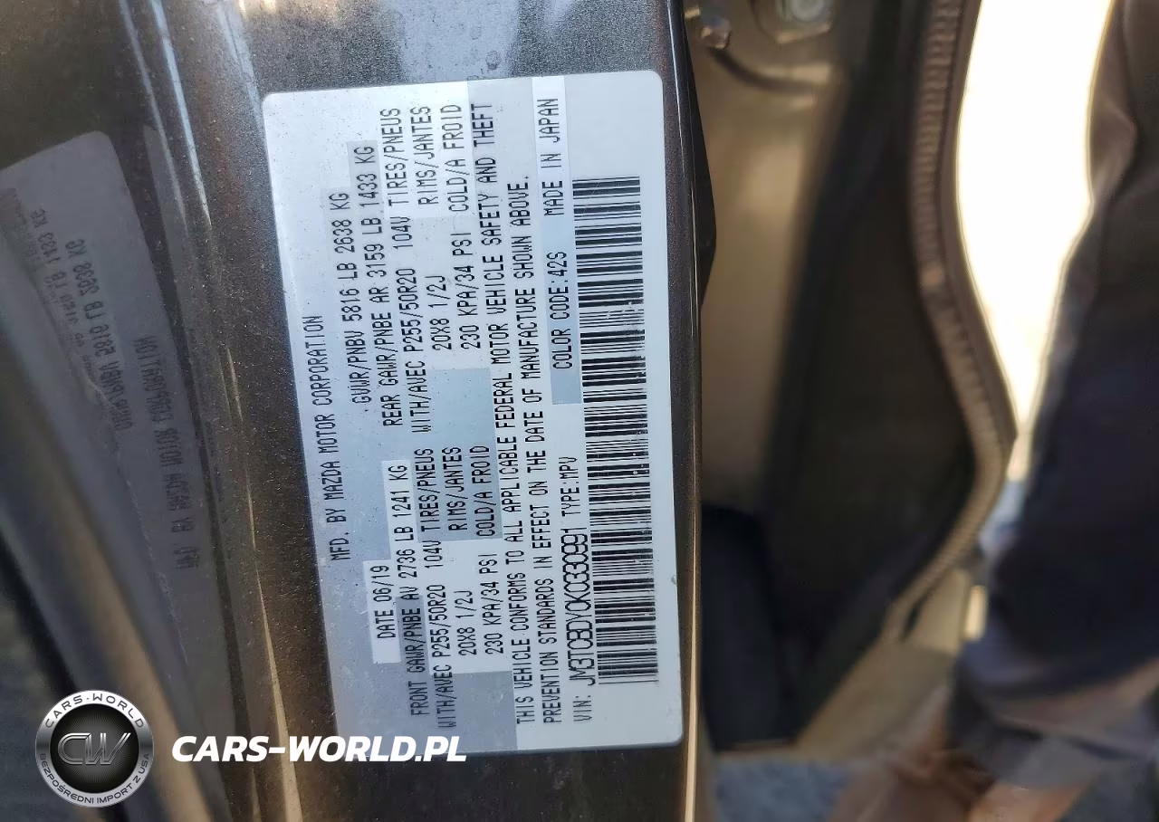 2019 Mazda Cx-9 Grand Touring VIN:JM3TCBDY0K0330991 - 14