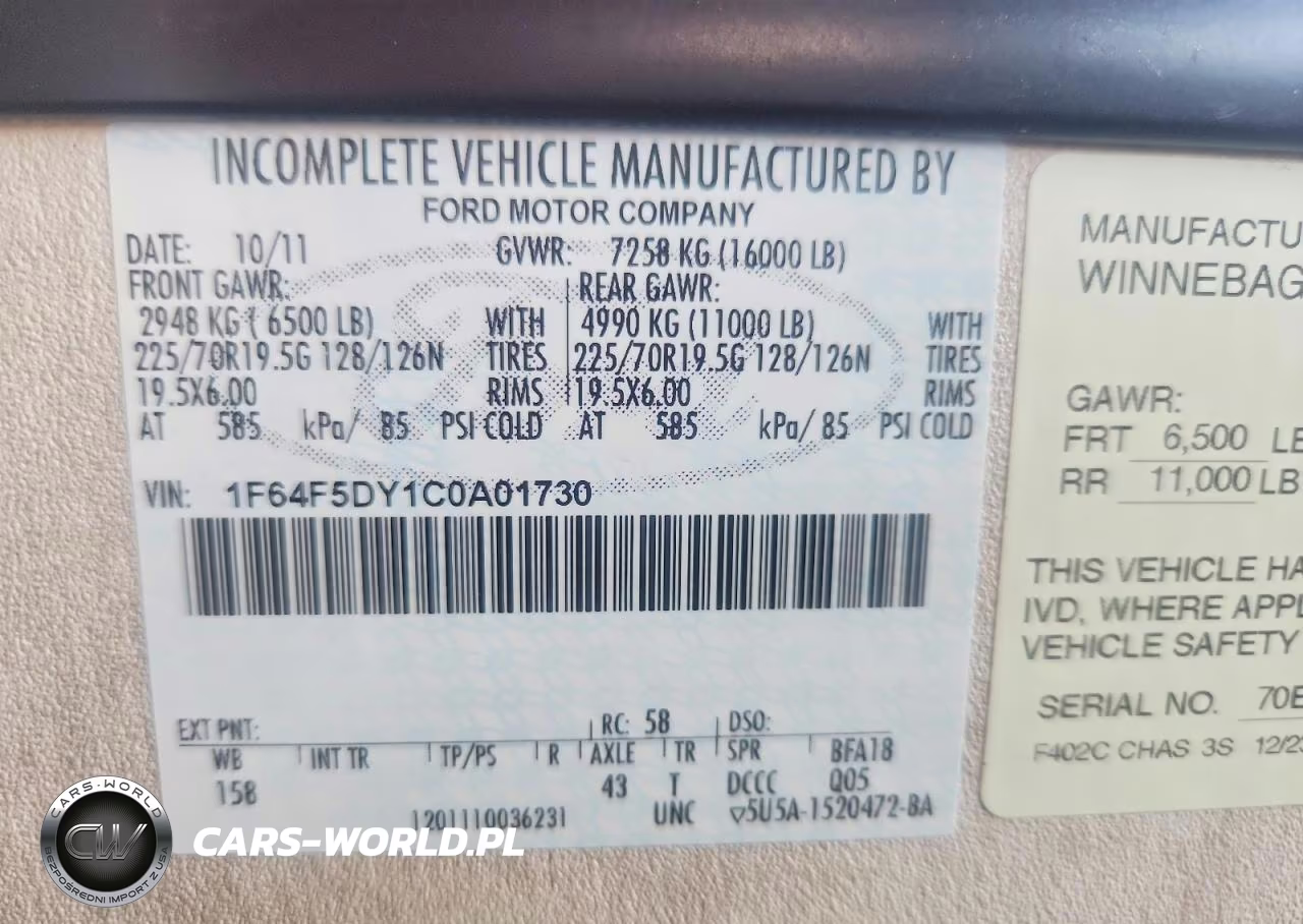 2012 Itasca Recreational Vehicle (Rv) VIN:1F64F5DY1C0A01730 - 10