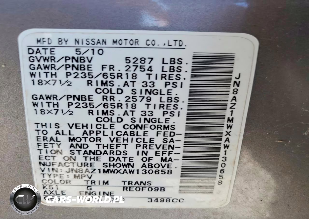 2010 Nissan Murano Sl VIN:JN8AZ1MWXAW130658 - 13