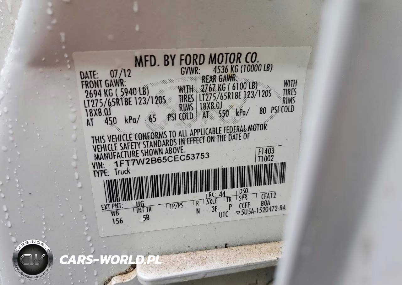 2012 Ford F250 Super Duty VIN:1FT7W2B65CEC53753 - 12
