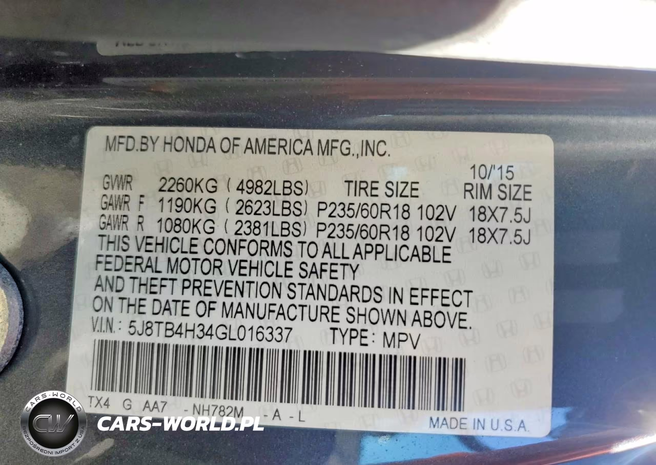 2016 Acura Rdx VIN:5J8TB4H34GL016337 - 13