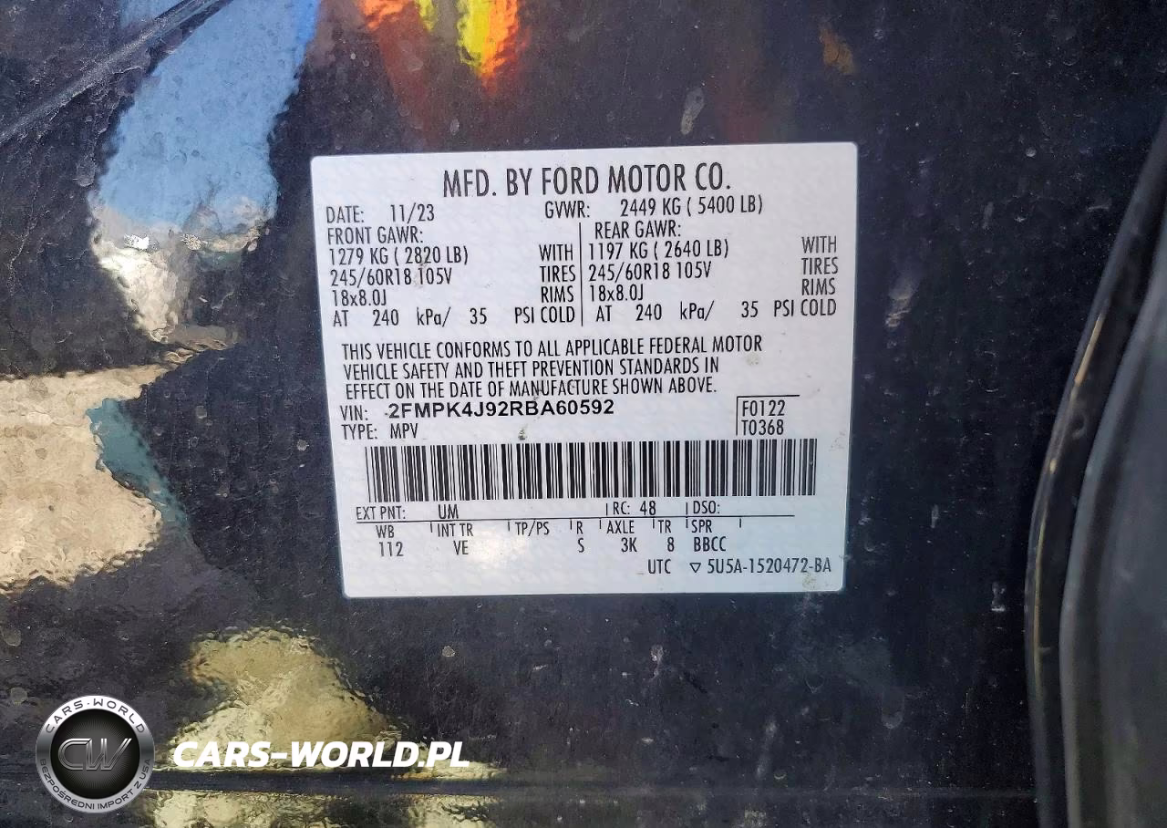 2024 Ford Edge Sel VIN:2FMPK4J92RBA60592 - 13