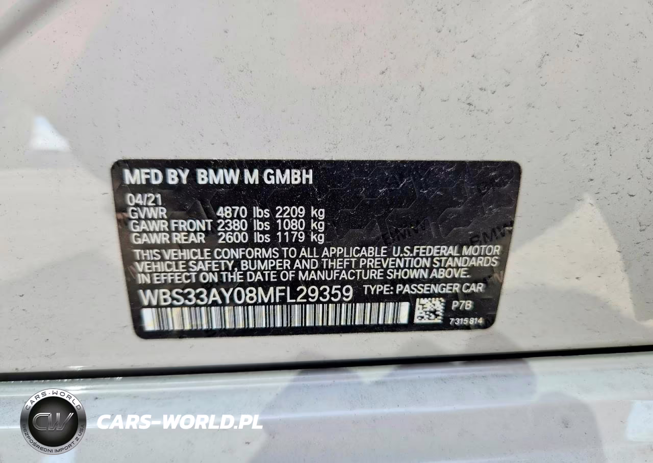 2021 BMW M3 Competition VIN:WBS33AY08MFL29359 - 12