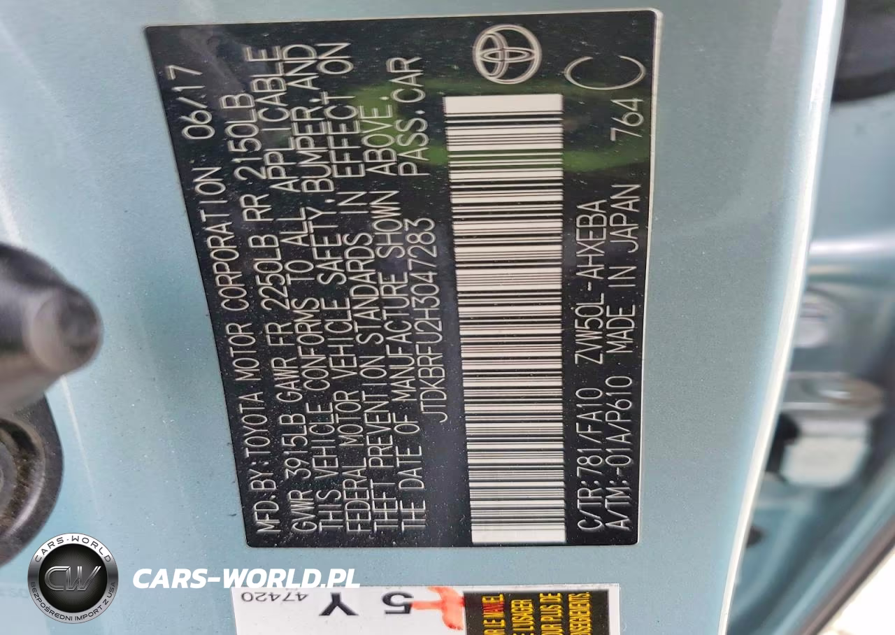 2017 Toyota Prius Two VIN:JTDKBRFU2H3047283 - 12