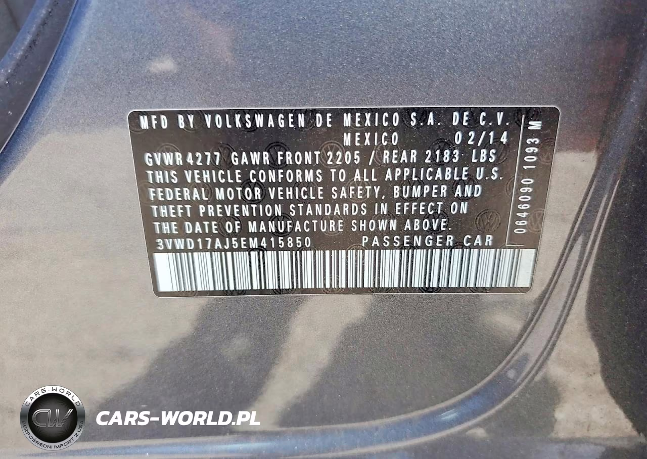2014 Volkswagen Jetta Se VIN:3VWD17AJ5EM415850 - 12