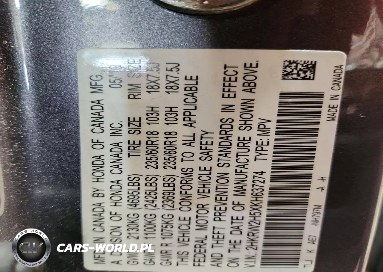 2019 Honda Cr-V Ex VIN:2HKRW2H5XKH637274 - 12