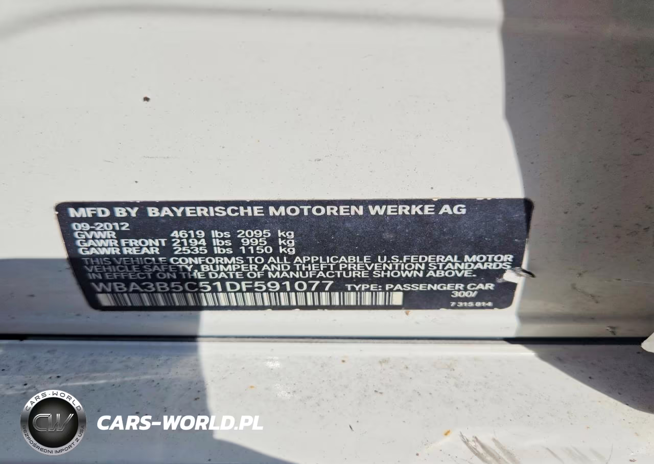 2013 BMW 328 Xi Sulev VIN:WBA3B5C51DF591077 - 12