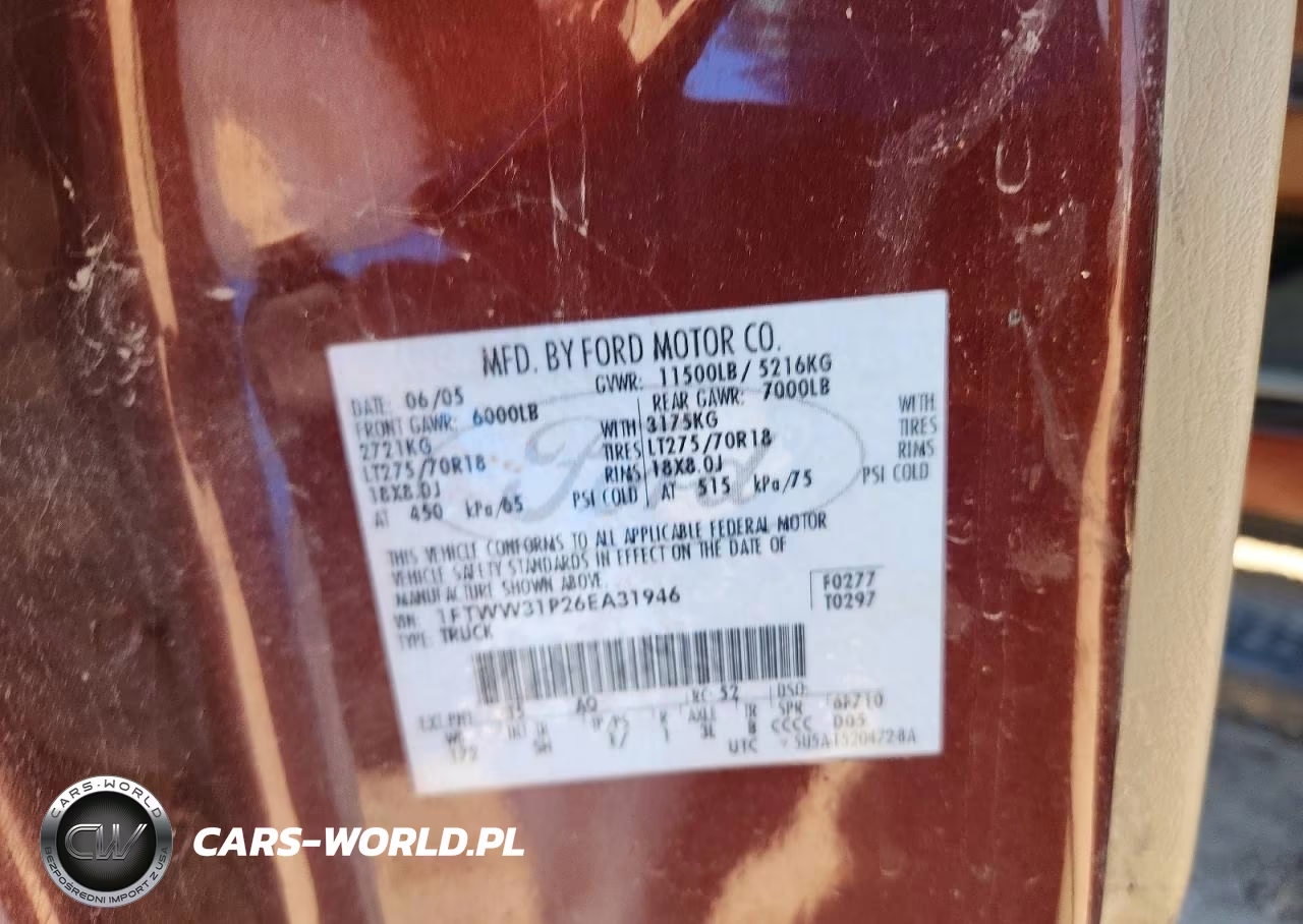 2006 Ford F350 Srw Super Duty VIN:1FTWW31P26EA31946 - 13