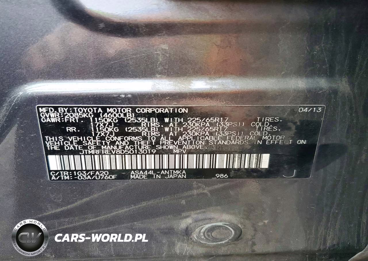 2013 Toyota Rav4 Xle VIN:JTMRFREV8D5013019 - 13