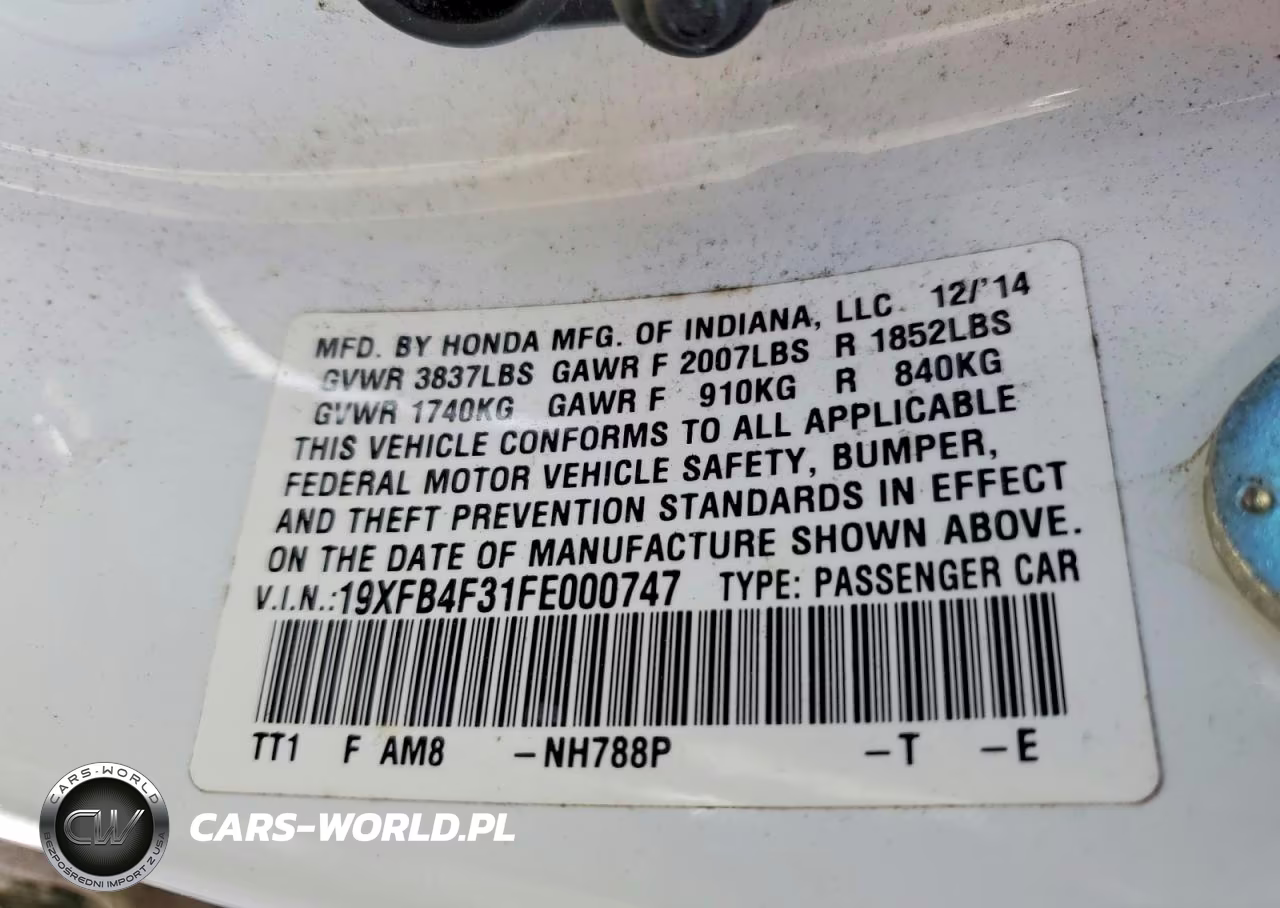 2015 Honda Civic Hybrid L VIN:19XFB4F31FE000747 - 12