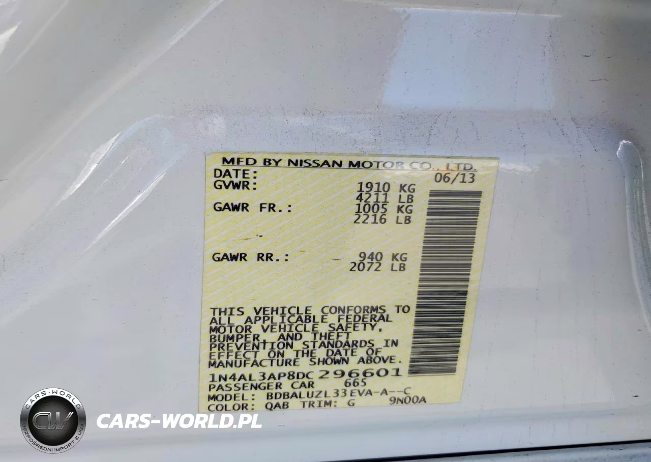 2013 Nissan Altima 2.5 VIN:1N4AL3AP8DC296601 - 12