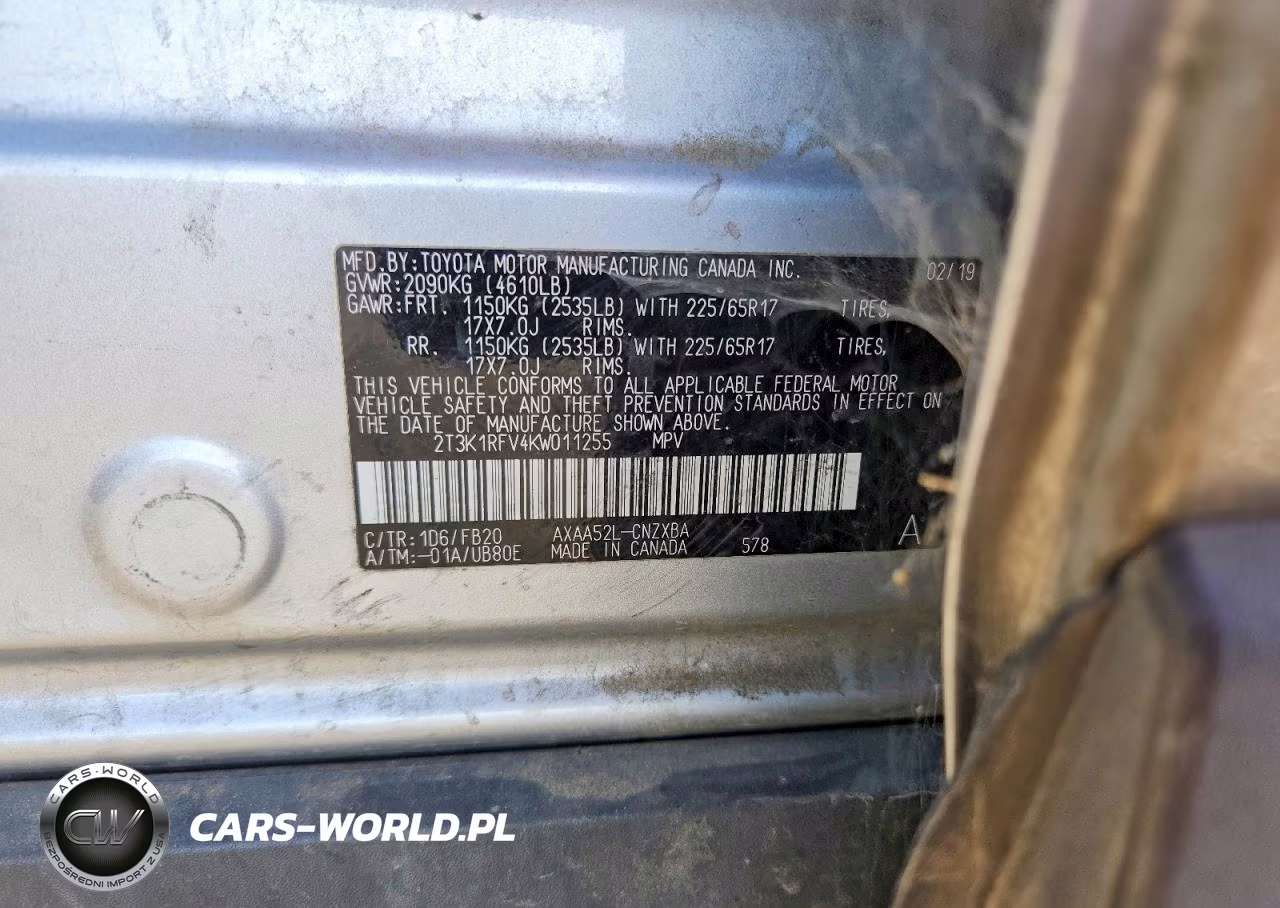 2019 Toyota Rav4 Le VIN:2T3K1RFV4KW011255 - 14