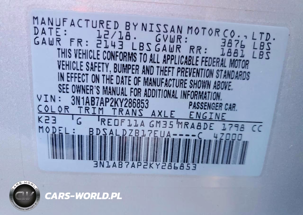 2019 Nissan Sentra Sv VIN:3N1AB7AP2KY286853 - 13