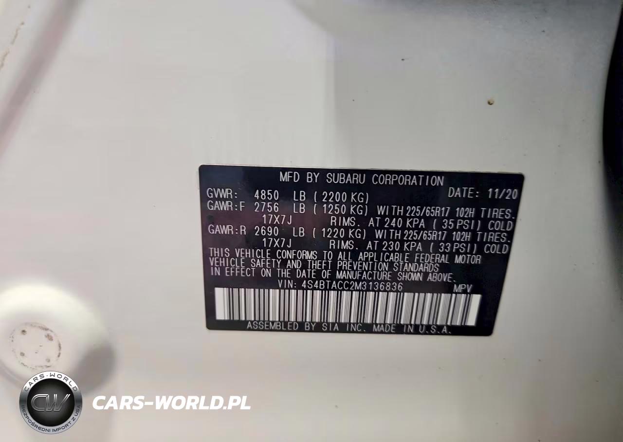 2021 Subaru Outback Premium VIN:4S4BTACC2M3136836 - 12