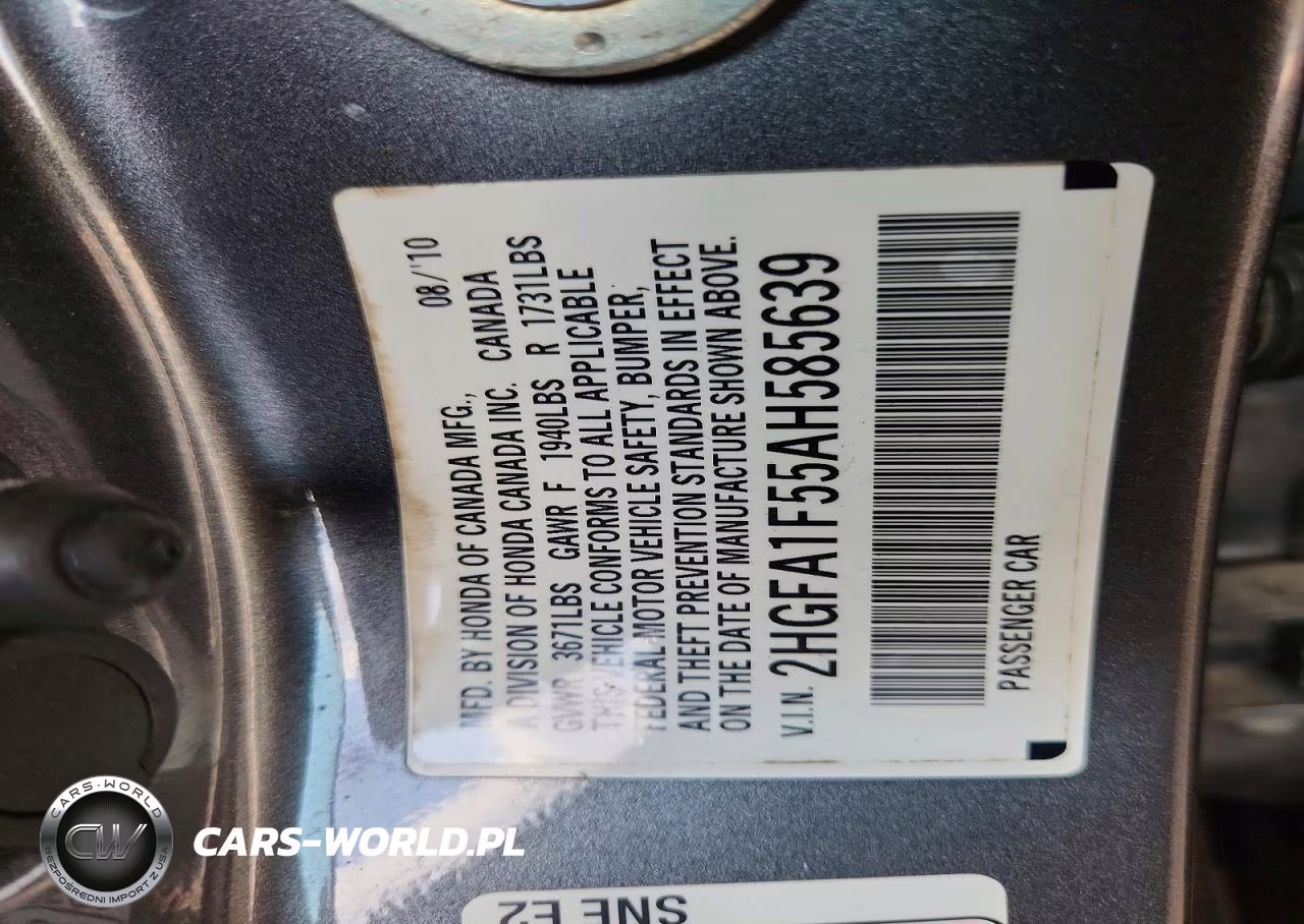 2010 Honda Civic Lx VIN:2HGFA1F55AH585639 - 12