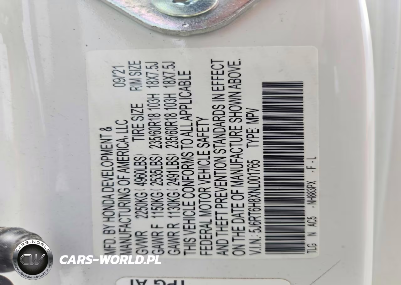 2022 Honda Cr-V Exl VIN:5J6RT6H8XNL001765 - 14