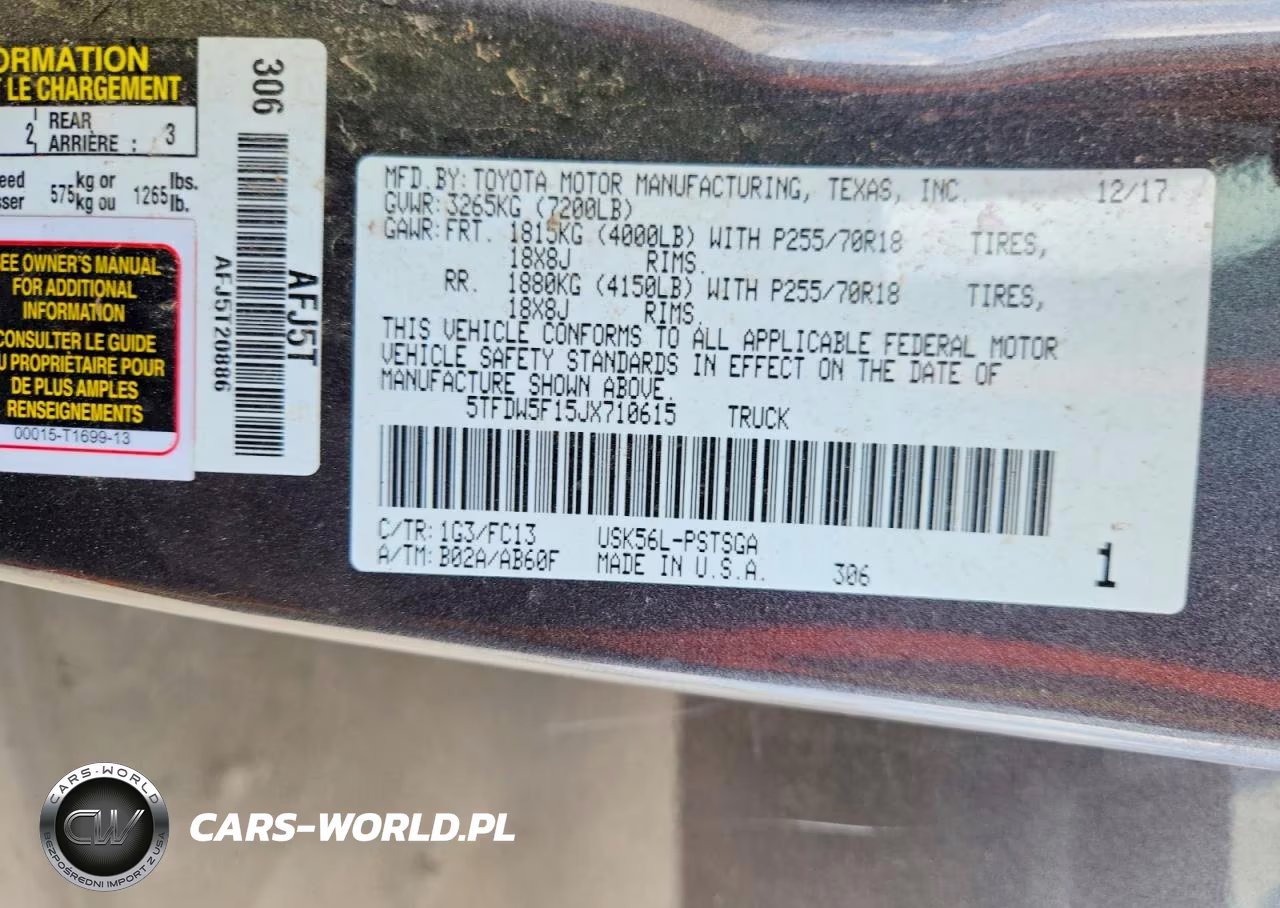 2018 Toyota Tundra Crewmax Sr5 VIN:5TFDW5F15JX710615 - 12
