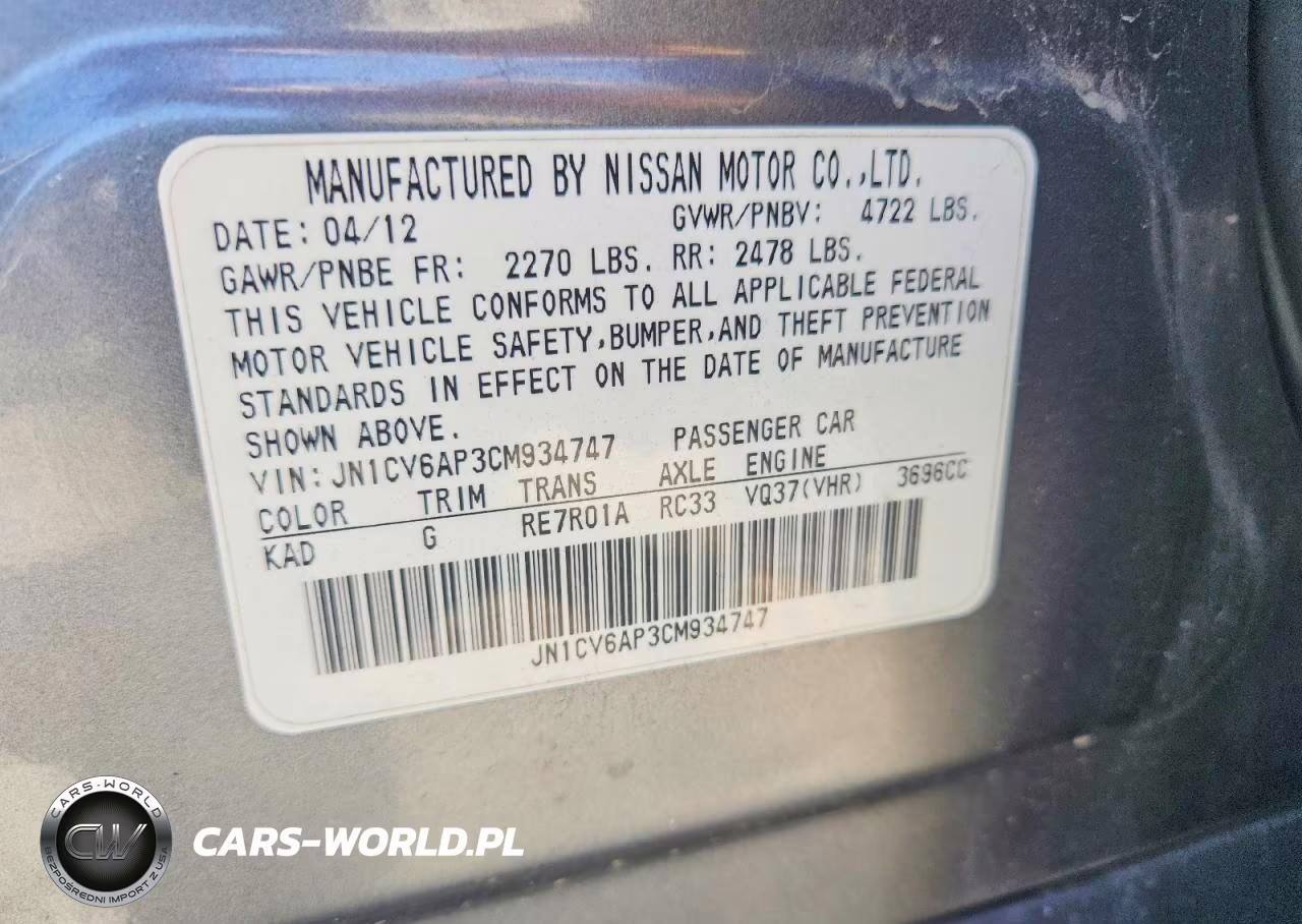 2012 Infiniti G37 Sedan Journey VIN:JN1CV6AP3CM934747 - 12