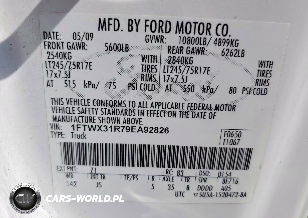 2009 Ford F350 Super Duty VIN:1FTWX31R79EA92826 - 12