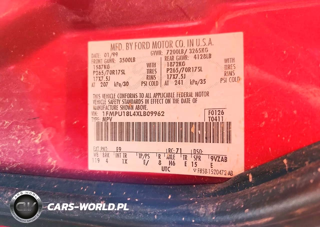 1999 Ford Expedition VIN:1FMPU18L4XLB09962 - 13