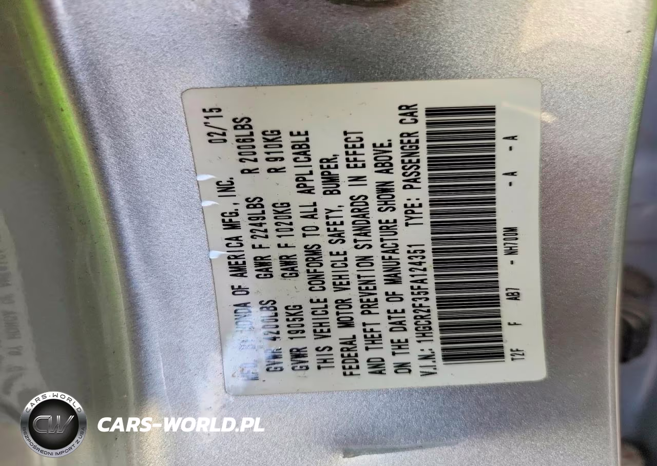 2015 Honda Accord Lx VIN:1HGCR2F35FA124351 - 13