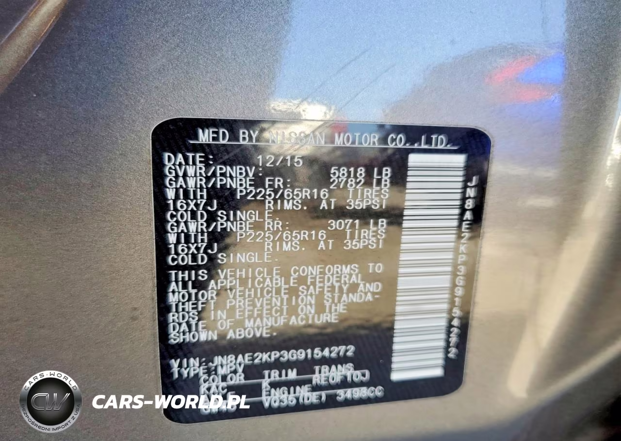 2016 Nissan Quest 3.5 Sv VIN:JN8AE2KP3G9154272 - 13