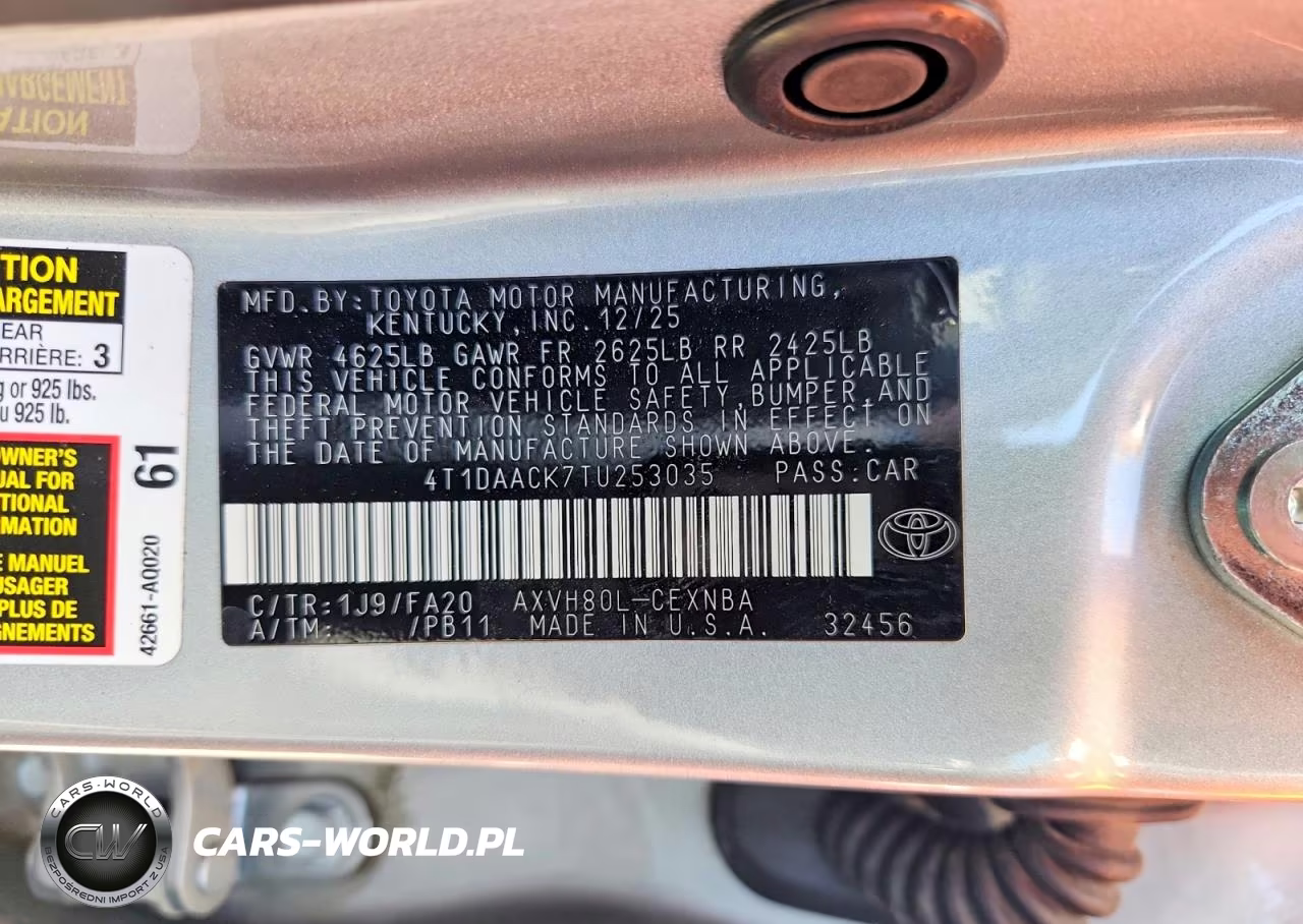 2026 Toyota Camry Le VIN:4T1DAACK7TU253035 - 12