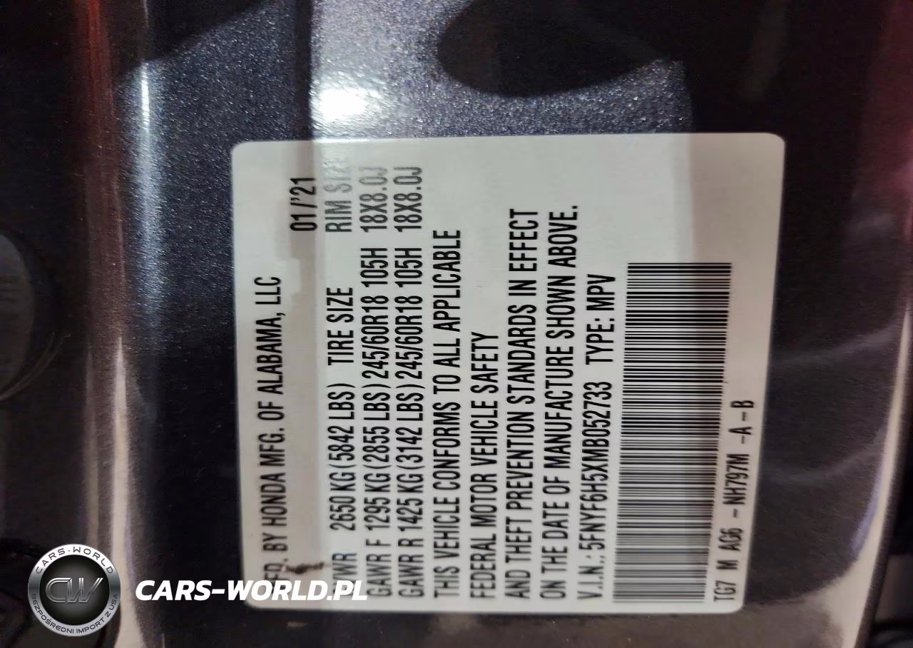 2021 Honda Pilot Exl VIN:5FNYF6H5XMB052733 - 14