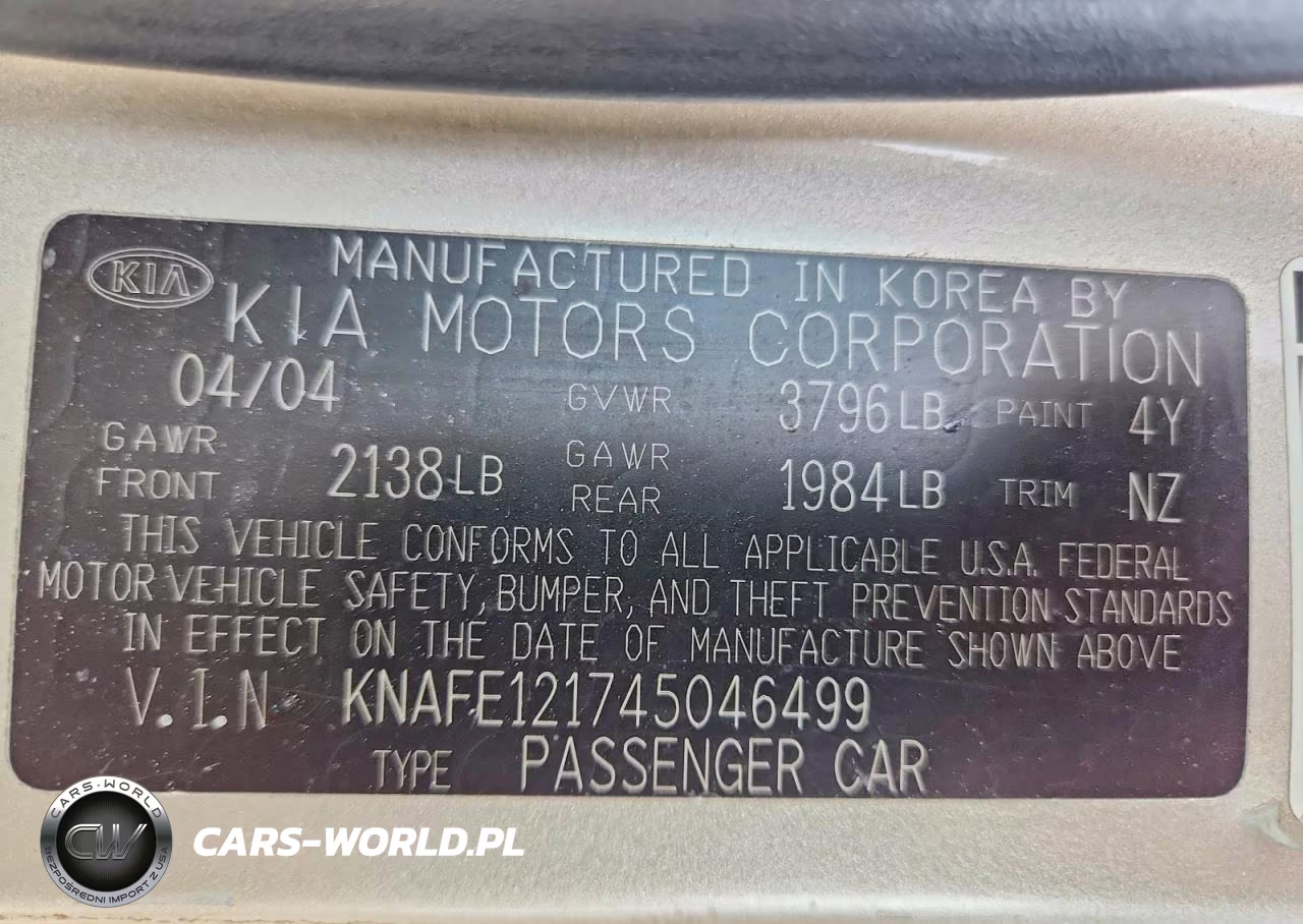2004 Kia Spectra Lx VIN:KNAFE121745046499 - 13