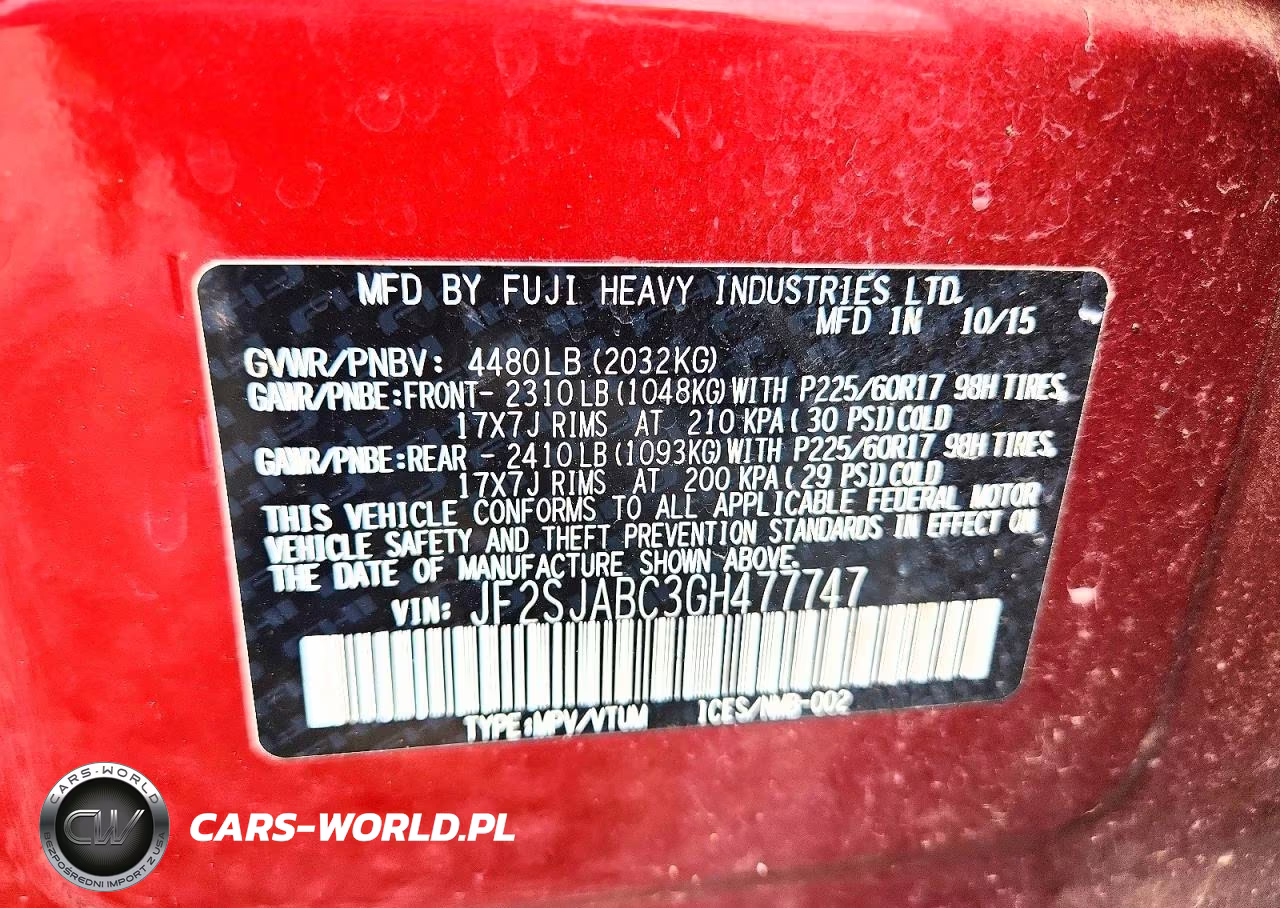 2016 Subaru Forester 2.5I VIN:JF2SJABC3GH477747 - 13
